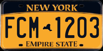 NY license plate FCM1203