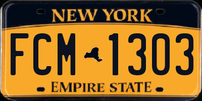 NY license plate FCM1303