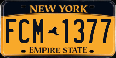 NY license plate FCM1377