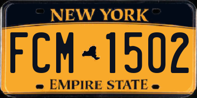 NY license plate FCM1502
