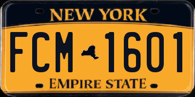 NY license plate FCM1601