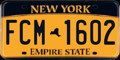 NY license plate FCM1602