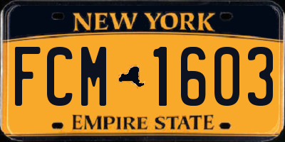 NY license plate FCM1603