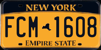 NY license plate FCM1608