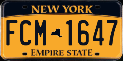 NY license plate FCM1647