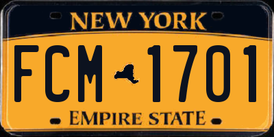 NY license plate FCM1701