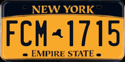 NY license plate FCM1715
