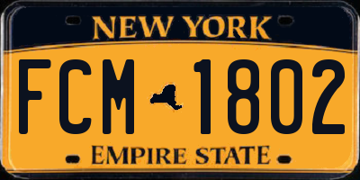 NY license plate FCM1802