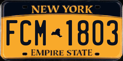 NY license plate FCM1803