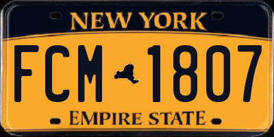 NY license plate FCM1807