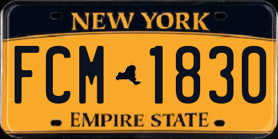 NY license plate FCM1830