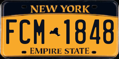 NY license plate FCM1848