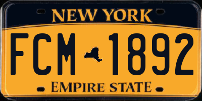 NY license plate FCM1892