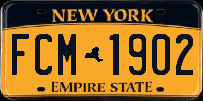NY license plate FCM1902