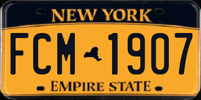 NY license plate FCM1907