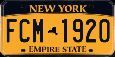 NY license plate FCM1920