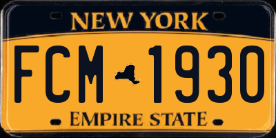 NY license plate FCM1930