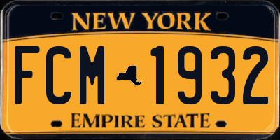 NY license plate FCM1932
