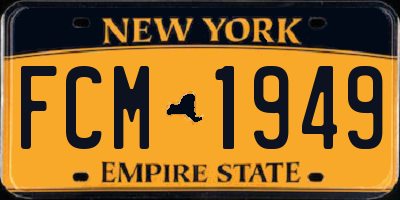 NY license plate FCM1949