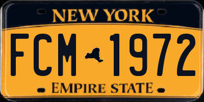 NY license plate FCM1972