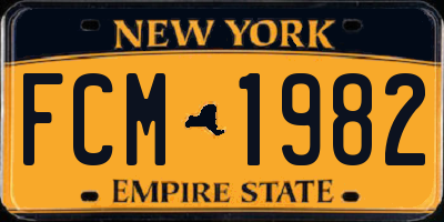 NY license plate FCM1982