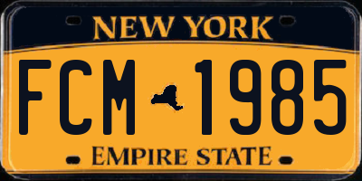 NY license plate FCM1985