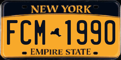 NY license plate FCM1990