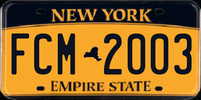NY license plate FCM2003