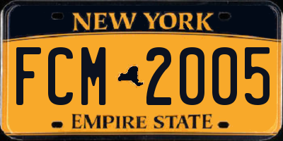 NY license plate FCM2005