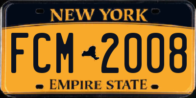 NY license plate FCM2008