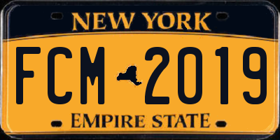 NY license plate FCM2019