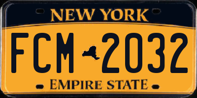 NY license plate FCM2032