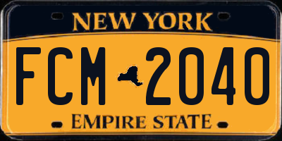 NY license plate FCM2040