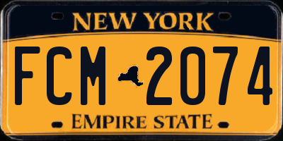 NY license plate FCM2074