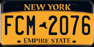 NY license plate FCM2076