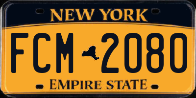 NY license plate FCM2080