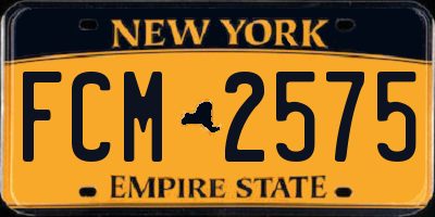 NY license plate FCM2575