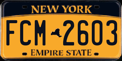 NY license plate FCM2603