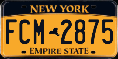 NY license plate FCM2875