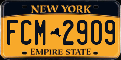 NY license plate FCM2909
