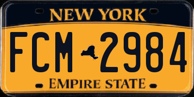 NY license plate FCM2984