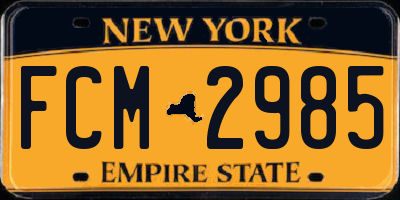 NY license plate FCM2985