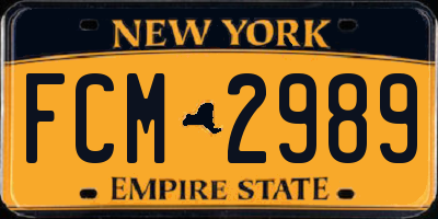 NY license plate FCM2989