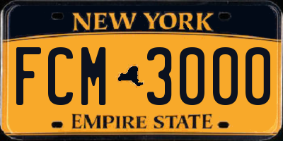 NY license plate FCM3000