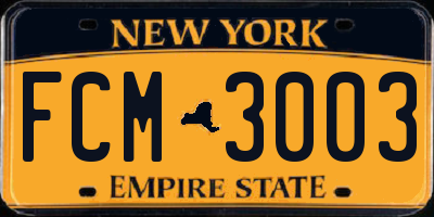 NY license plate FCM3003