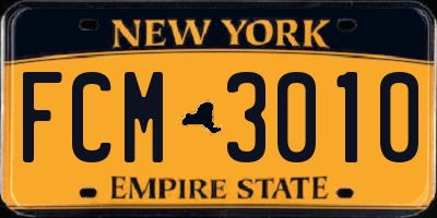 NY license plate FCM3010