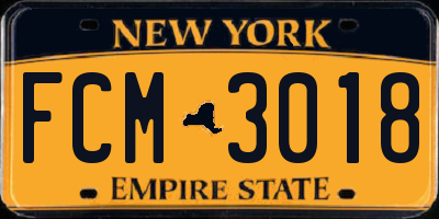 NY license plate FCM3018