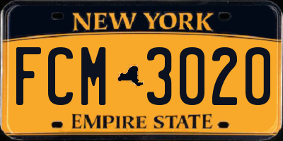 NY license plate FCM3020