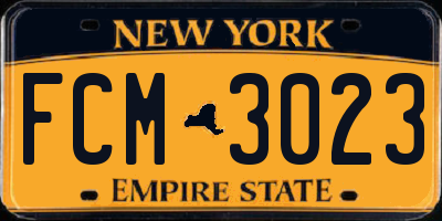 NY license plate FCM3023