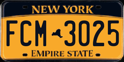 NY license plate FCM3025